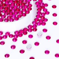 Light Fuchsia Glass FlatBack Rhinestones Silver Back