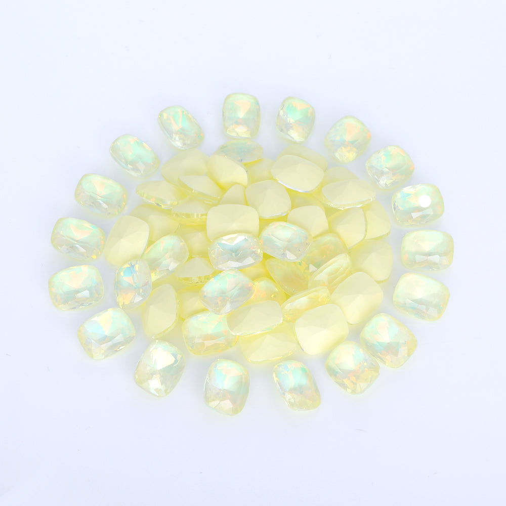 Light Yellow AM Pillow Shape Glass Pointed Back Fancy Rhinestones WholesaleRhinestone