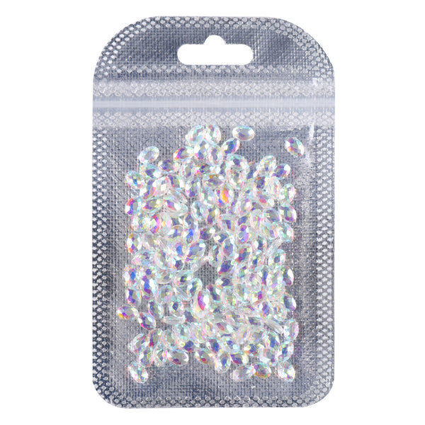Oval Shape Crystal AB Unfoiled Flat Back Fancy Rhinestones
