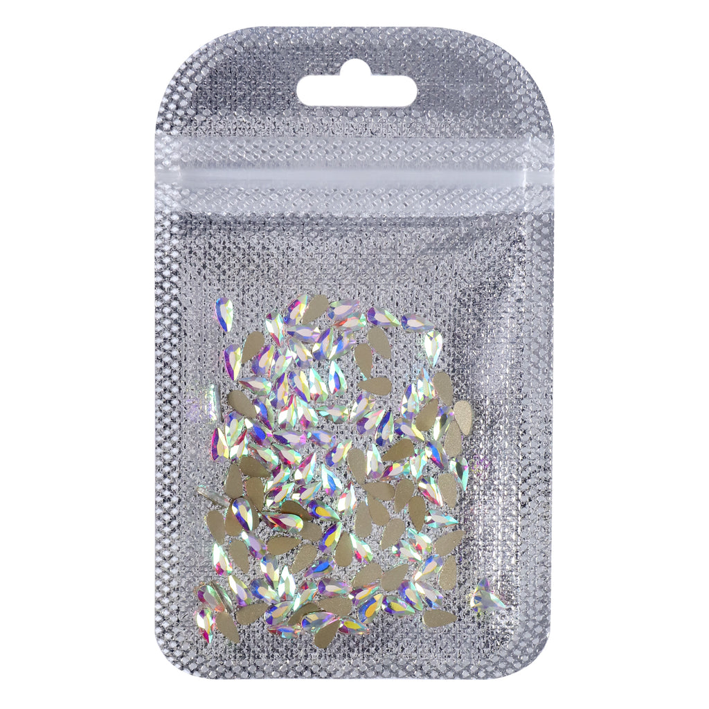 Raindrop Shape Crystal AB Flat Back Fancy Rhinestones