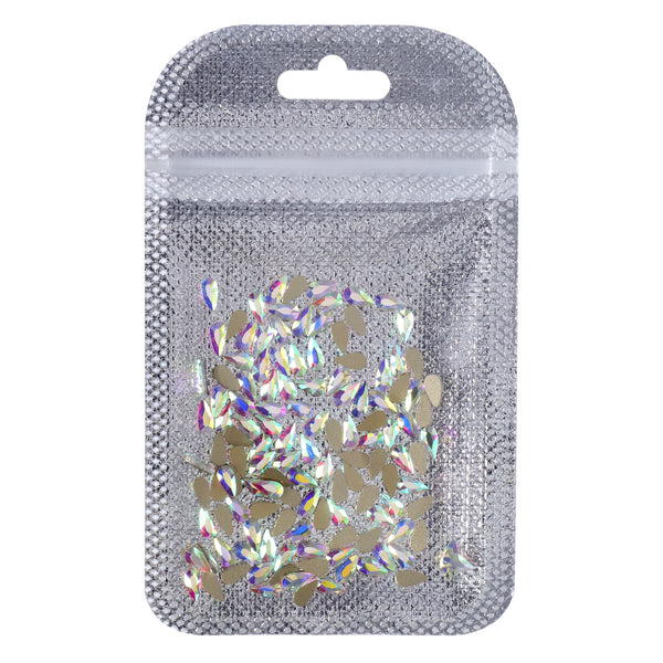 Raindrop Shape Crystal AB Flat Back Fancy Rhinestones