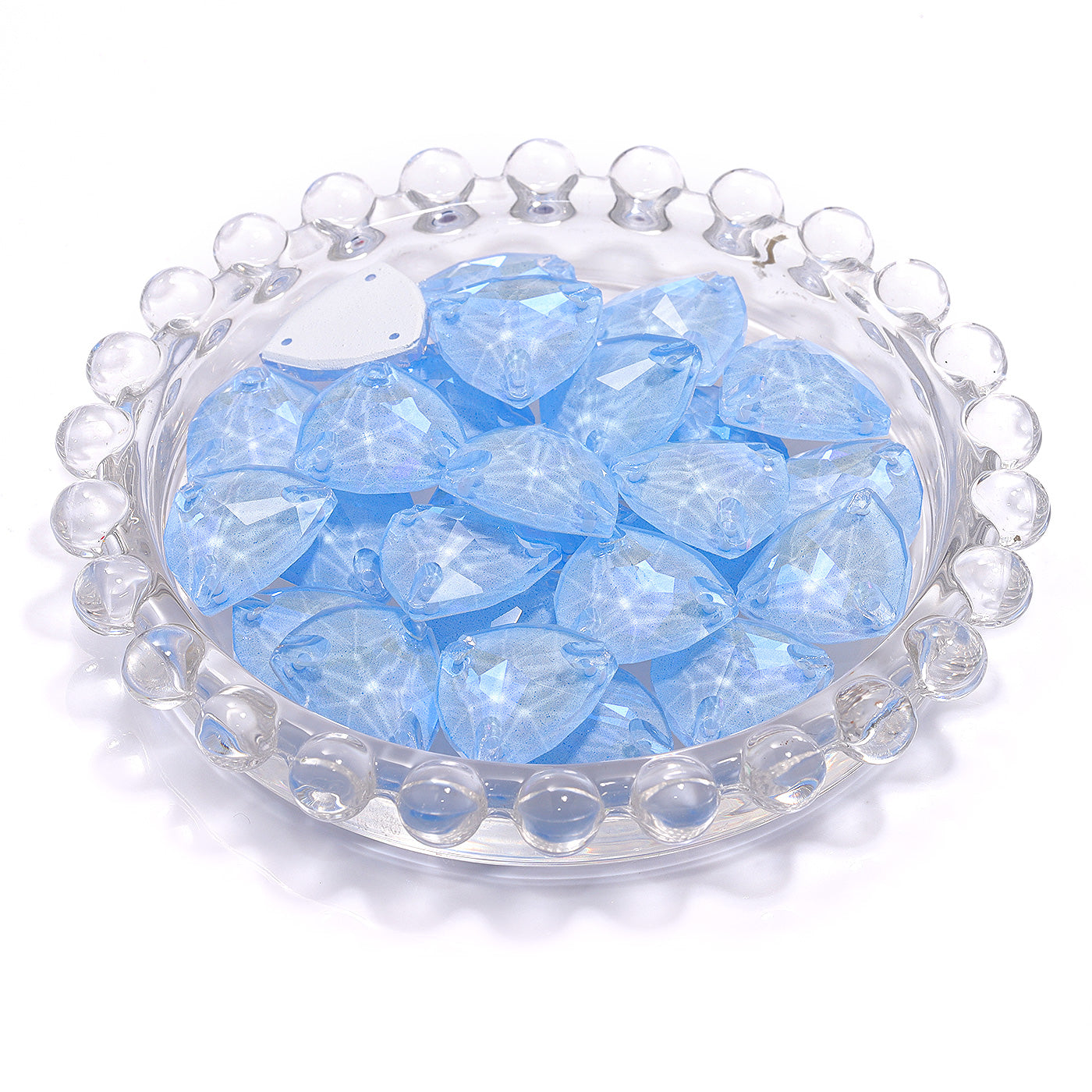 Electric Neon Light Blue Trilliant Shape High Quality Glass Sew-on Rhinestones WholesaleRhinestone