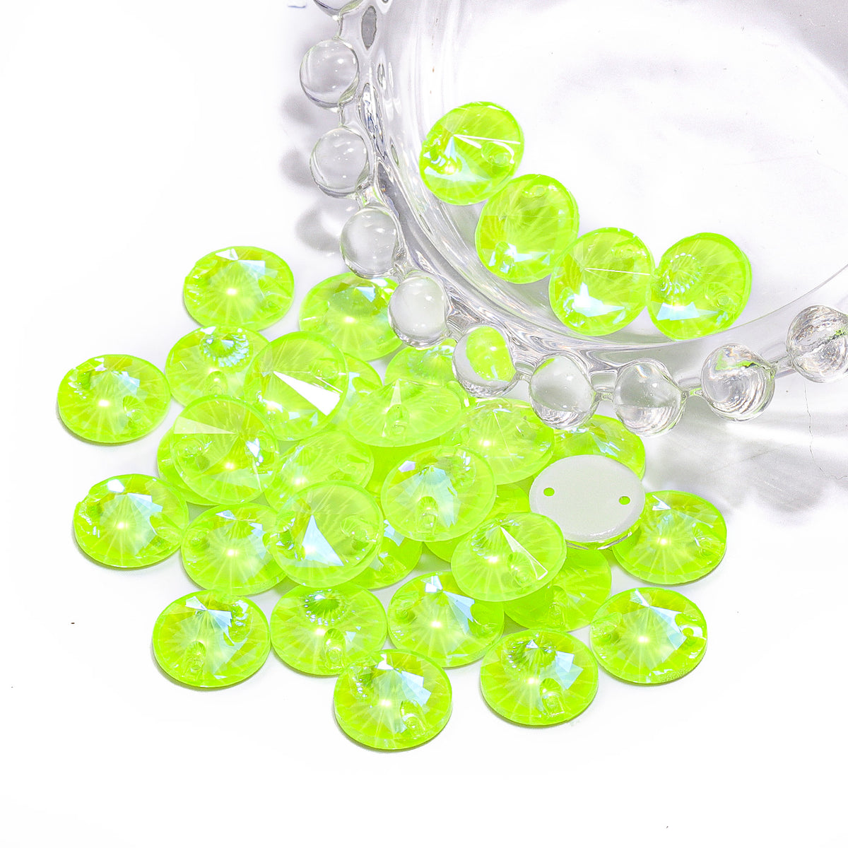 Electric Neon Jonquil Rivoli Shape High Quality Glass Sew-on Rhinestones WholesaleRhinestone