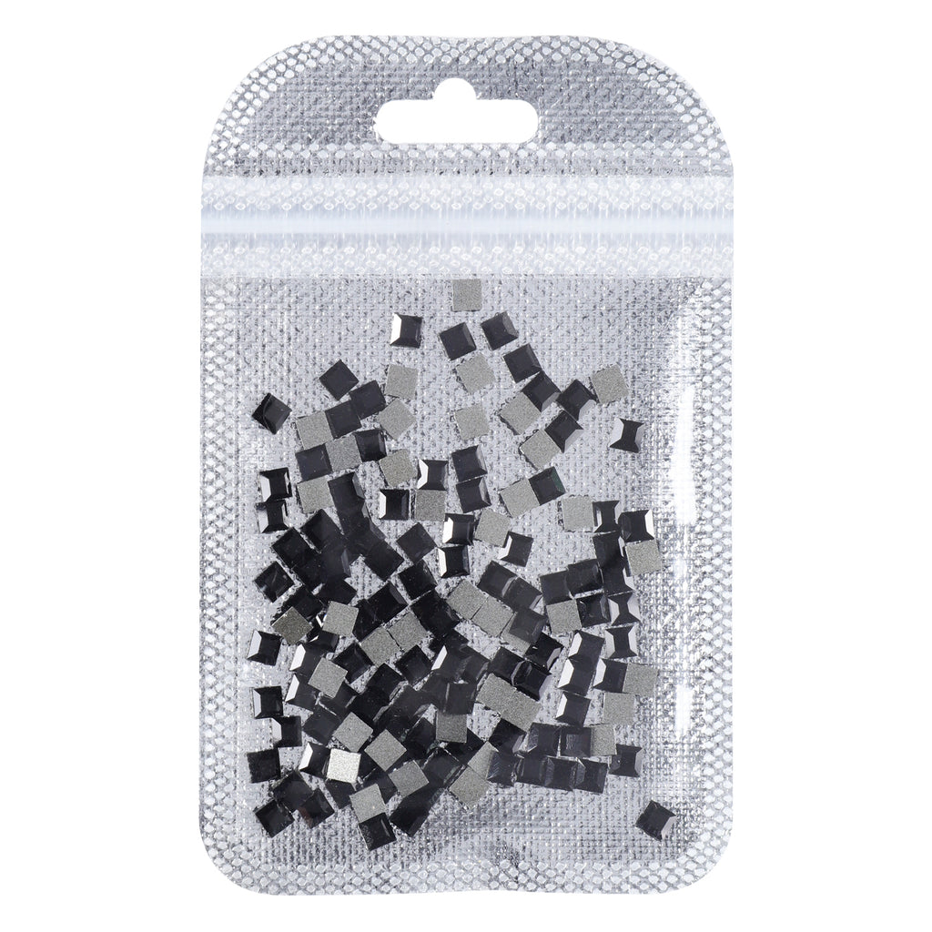 Square Shape Black Flat Back Fancy Rhinestones