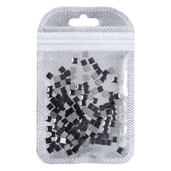Square Shape Black Flat Back Fancy Rhinestones