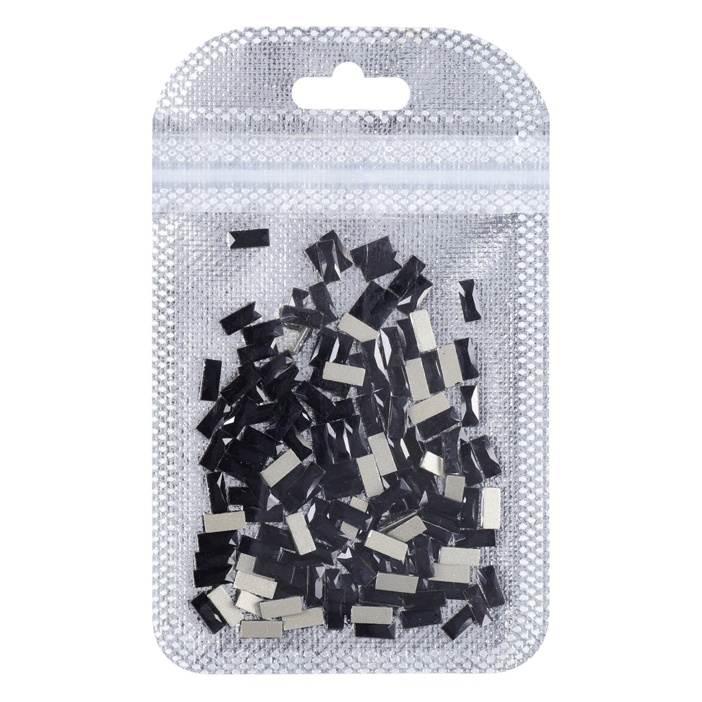 Rectangle Shape Black Flat Back Fancy Rhinestones