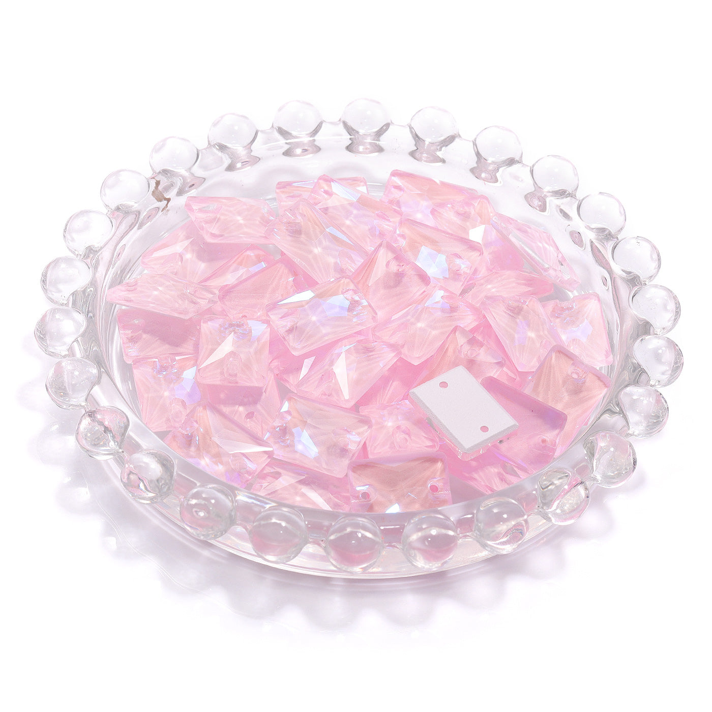Electric Neon Light Rose Rectangle Shape High Quality Glass Sew-on Rhinestones