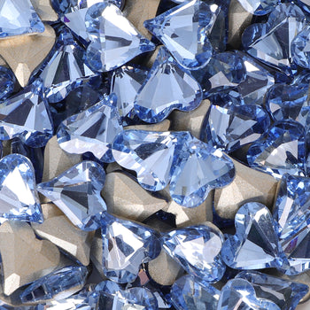 Sweet Heart Shape Lt Light Blue Glass Pointed Back Fancy Rhinestones WholesaleRhinestone