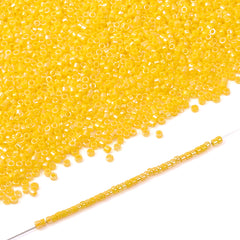 Opaque Rainbow Dark Yellow Color Hight Quality Glass Cylinder Seed Beads 1.6 MM Size BS1014