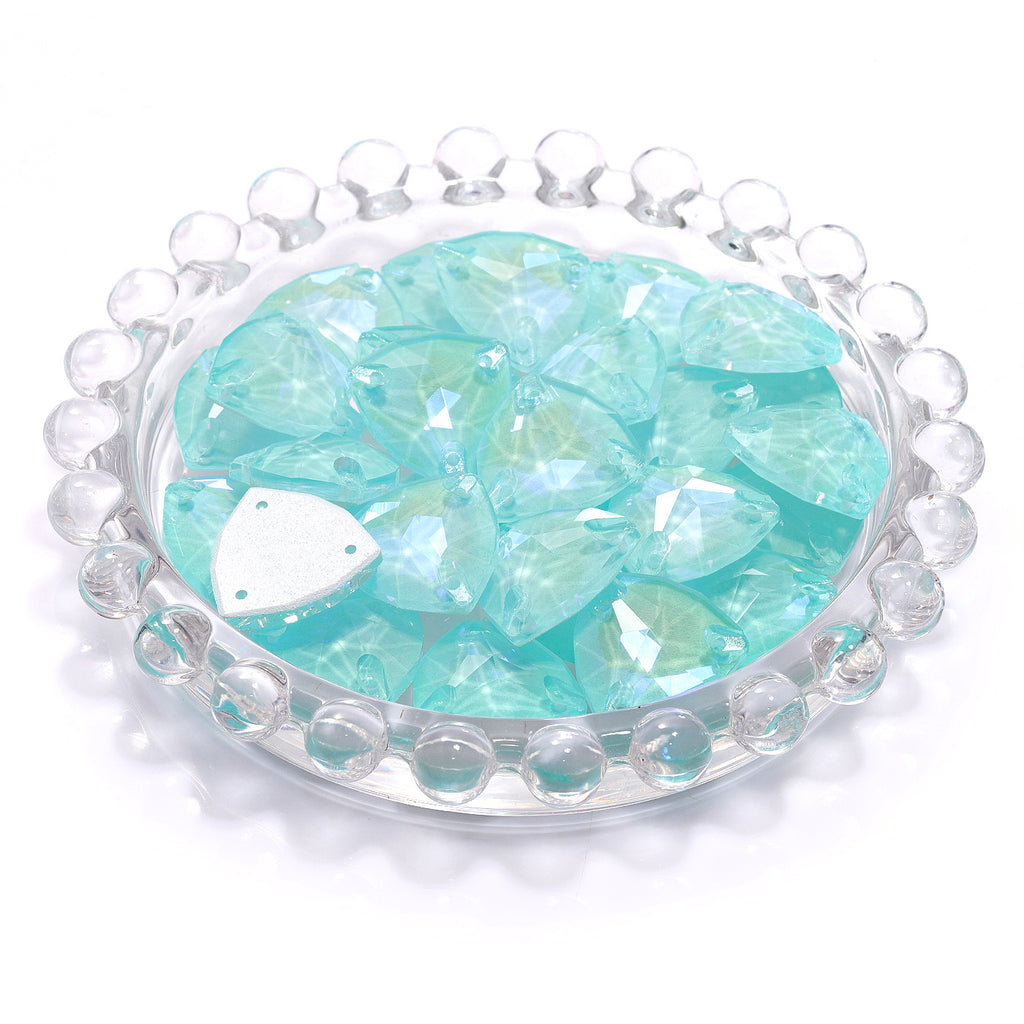 Electric Neon Light Azore Trilliant Shape High Quality Glass Sew-on Rhinestones WholesaleRhinestone