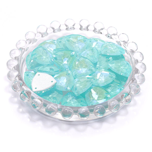 Electric Neon Light Azore Trilliant Shape High Quality Glass Sew-on Rhinestones WholesaleRhinestone