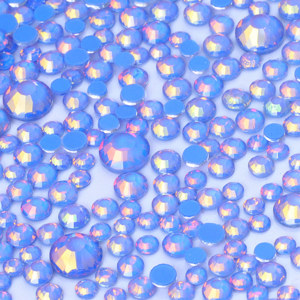 Mixed Sizes Mocha Opal Dk Blue Glass Flat Back Rhinestones For Nail Art WholesaleRhinestone
