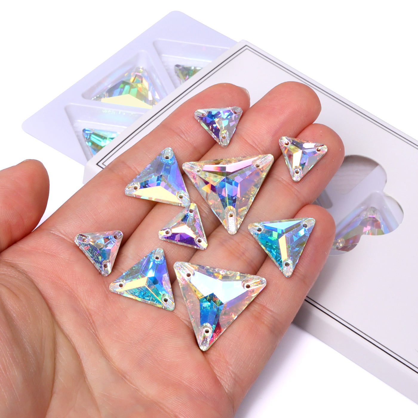 Mixed Sizes Crystal AB Triangle Shape High Quality Glass Sew-on Rhinestones WholesaleRhinestone