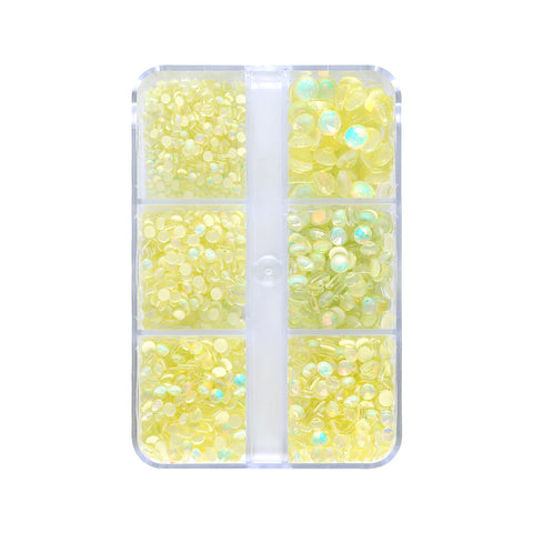 Mixed Sizes 6 Grid Box Mocha Opal Lt Yellow Glass FlatBack Rhinestones For Nail Art WholesaleRhinestone Hauptbild