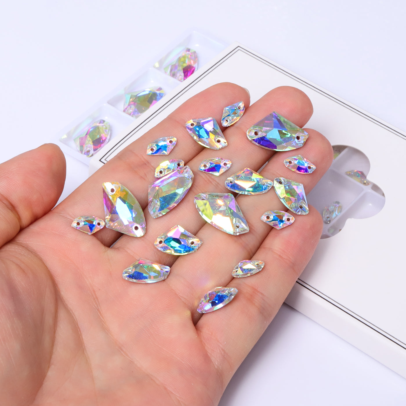 Mixed Sizes Crystal AB Galactic Shape High Quality Glass Sew-on Rhinestones WholesaleRhinestone