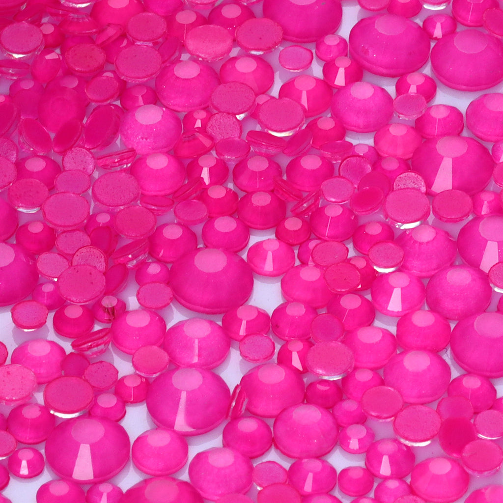 Mixed Sizes Mocha Neon Rose Glass Flat Back Rhinestones For Nail Art WholesaleRhinestone