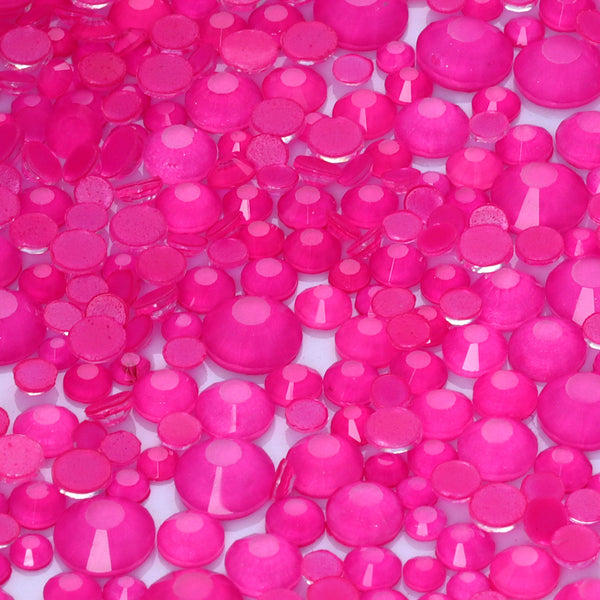 Mixed Sizes Mocha Neon Rose Glass Flat Back Rhinestones For Nail Art WholesaleRhinestone