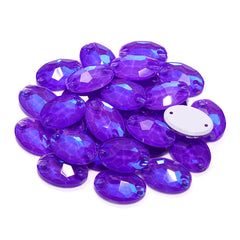 Electric Neon Violet Oval Shape High Quality Glass Sew-on Rhinestones
