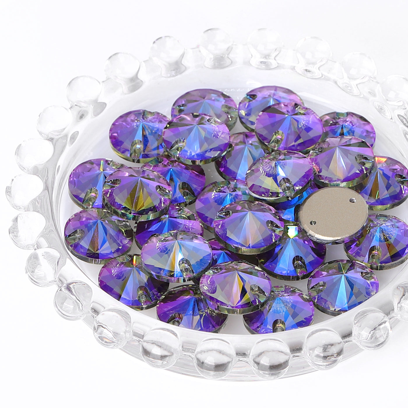 Black Diamond Shimmer Rivoli Shape High Quality Glass Sew-on Rhinestones