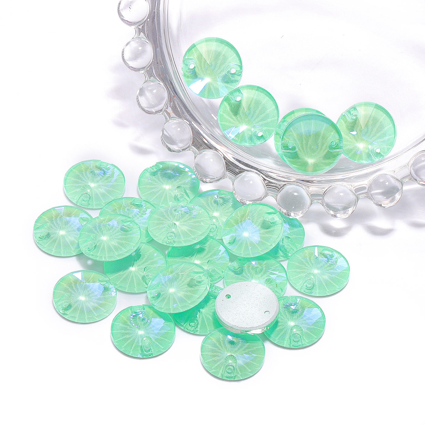 Electric Neon Greenwrap Rivoli Shape High Quality Glass Sew-on Rhinestones