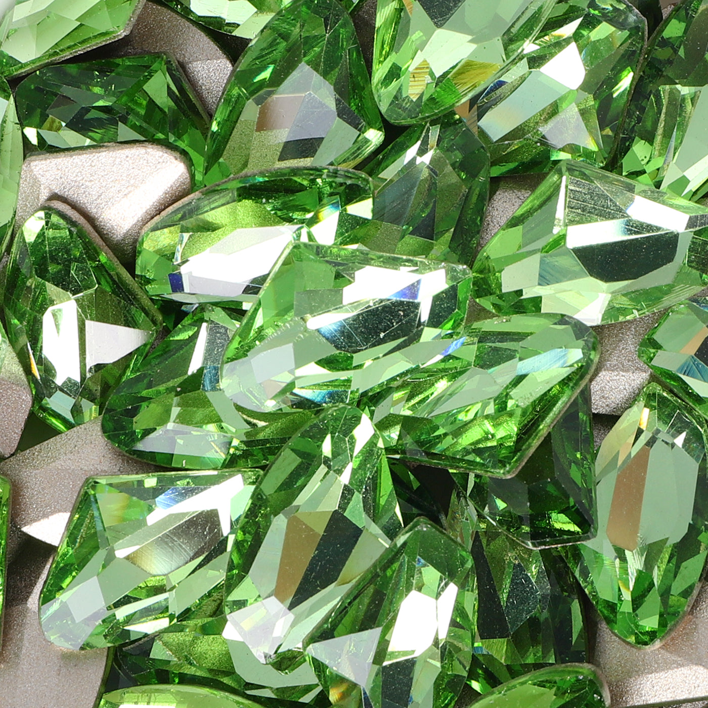 Apple Green Galactic Shape Glass Pointed Back Fancy Rhinestones