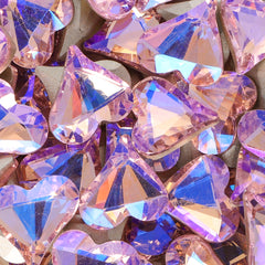 Sweet Heart Shape Pink AB Glass Pointed Back Fancy Rhinestones
