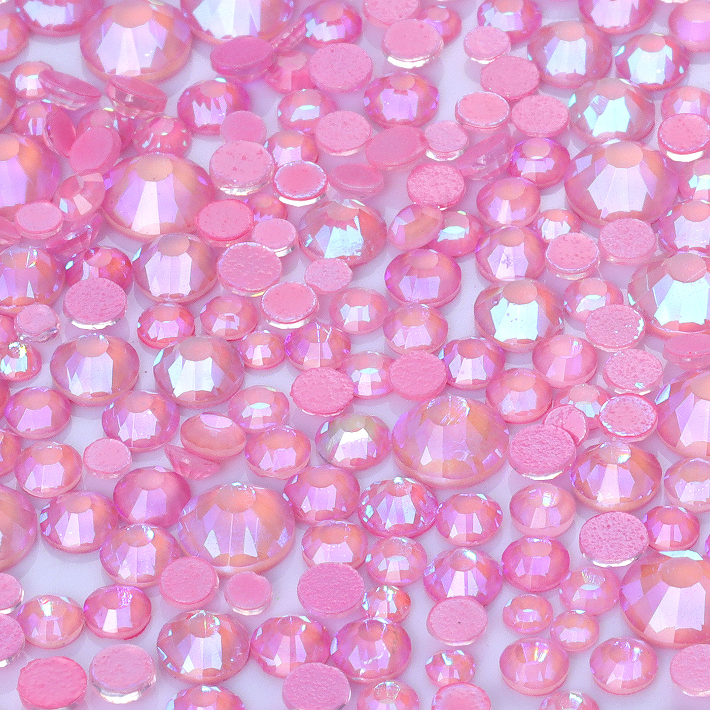 Mixed Sizes Mocha Shimmer Lt Pink Glass Flat Back Rhinestones For Nail Art WholesaleRhinestone