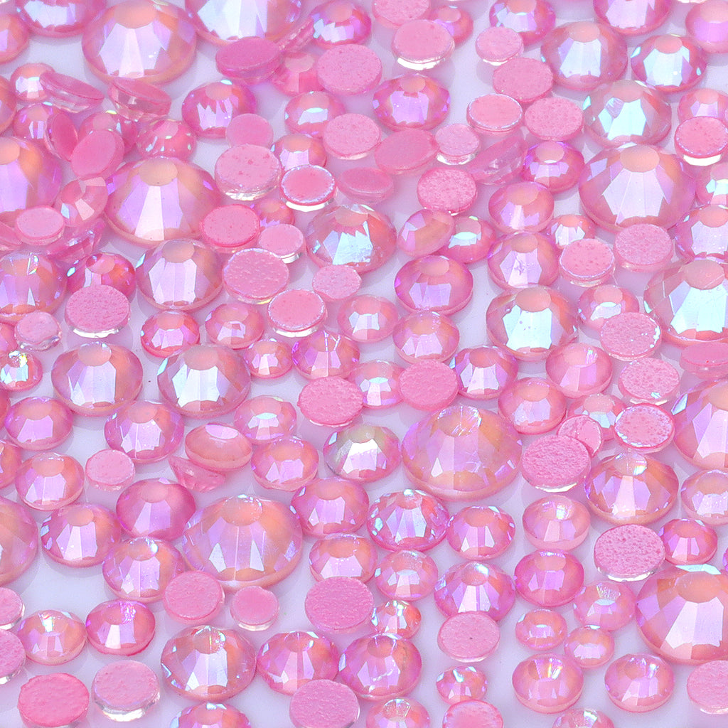 Mixed Sizes Mocha Shimmer Lt Pink Glass Flat Back Rhinestones For Nail Art WholesaleRhinestone