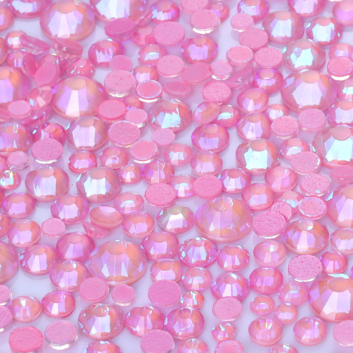 Mixed Sizes Mocha Shimmer Lt Pink Glass Flat Back Rhinestones For Nail Art WholesaleRhinestone