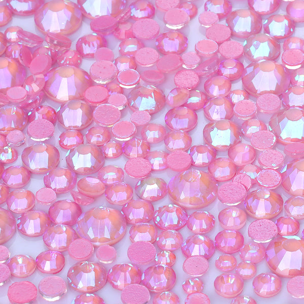 Mixed Sizes Mocha Shimmer Lt Pink Glass Flat Back Rhinestones For Nail Art WholesaleRhinestone