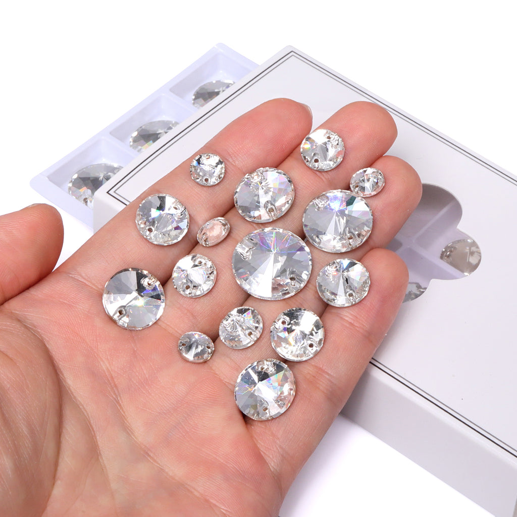 Mixed Sizes Crystal Rivoli Shape High Quality Glass Sew-on Rhinestones WholesaleRhinestone