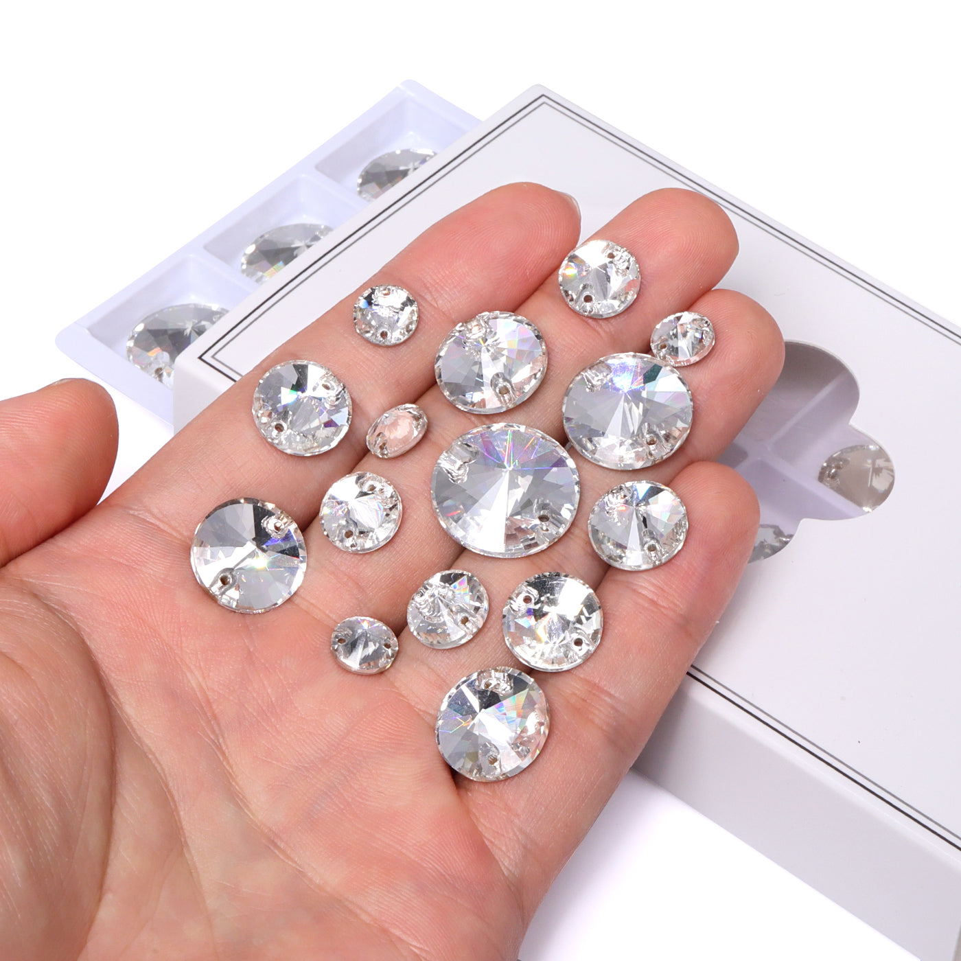 Mixed Sizes Crystal Rivoli Shape High Quality Glass Sew-on Rhinestones WholesaleRhinestone