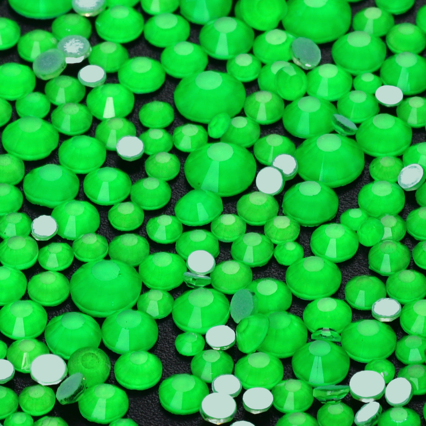 Mixed Sizes Green Glass FlatBack Neon Rhinestones For Nail Art WholesaleRhinestone