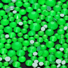 Mixed Sizes Green Glass FlatBack Neon Rhinestones For Nail Art WholesaleRhinestone