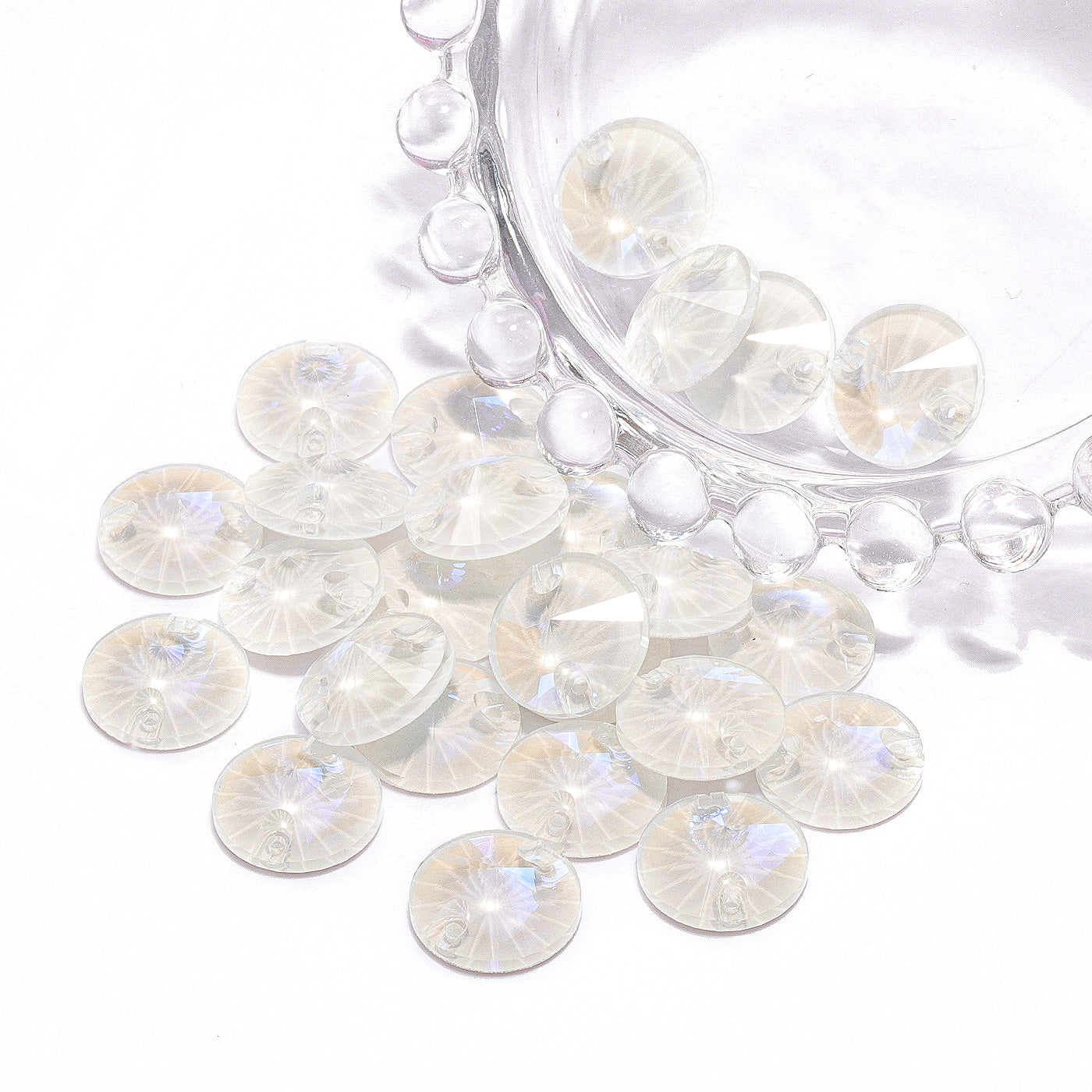 Electric Neon White Rivoli Shape High Quality Glass Sew-on Rhinestones