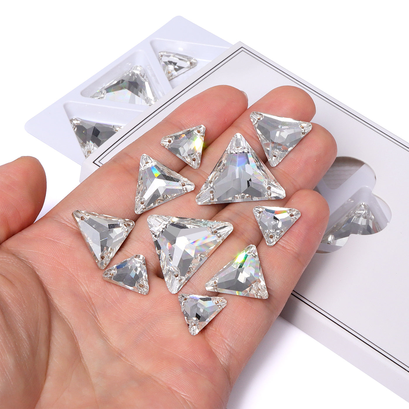 Mixed Sizes Crystal Triangle Shape High Quality Glass Sew-on Rhinestones WholesaleRhinestone
