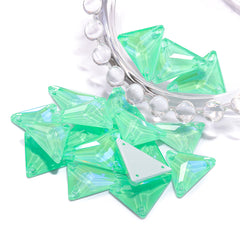 Electric Neon Greenwrap Slim Triangle Shape High Quality Glass Sew-on Rhinestones