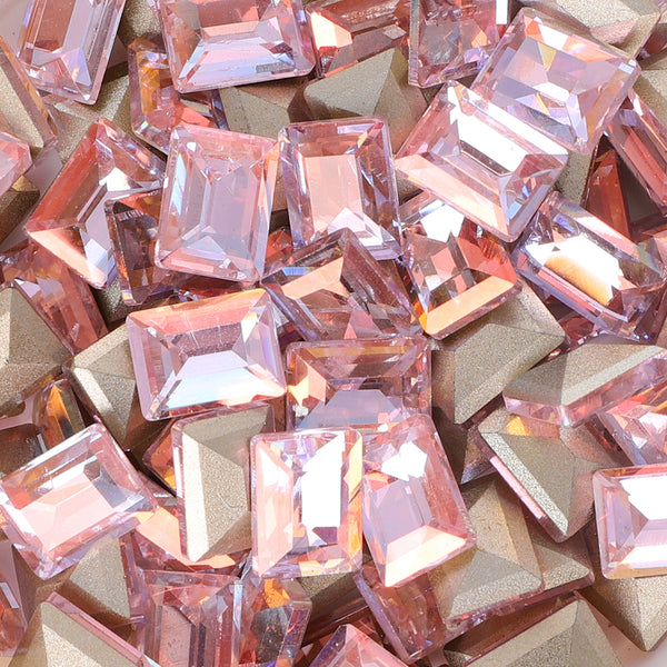 Cognac Pink Rectangle Shape Glass Pointed Back Fancy Rhinestones WholesaleRhinestone
