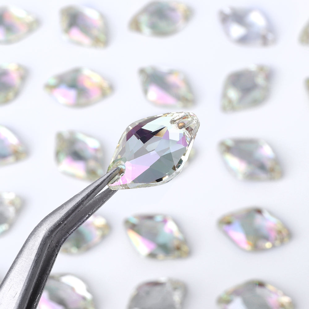 Luminous Green Lemon Shape High Quality Glass Sew-on Rhinestones WholesaleRhinestone