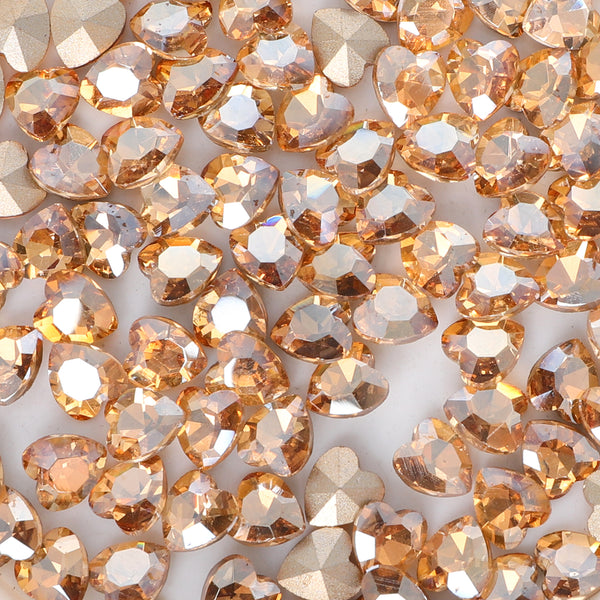 Golden Shadow Heart Shape Glass Pointed Back Fancy Rhinestones WholesaleRhinestone