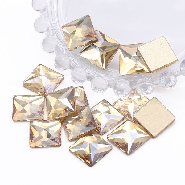Golden Shadow Square Shape High Quality Glass Beveled Flat Back Rhinestones WholesaleRhinestone