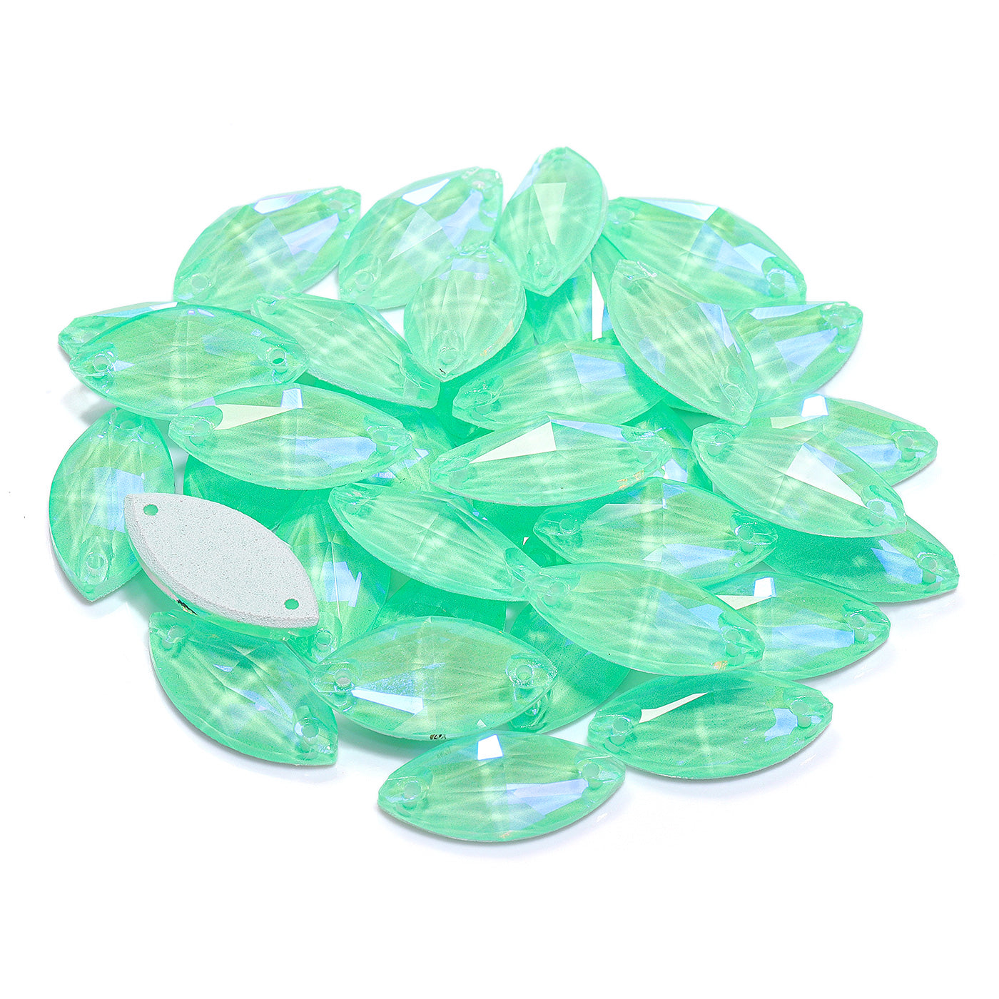 Electric Neon Greenwrap Navette Shape High Quality Glass Sew-on Rhinestones Secondary image
