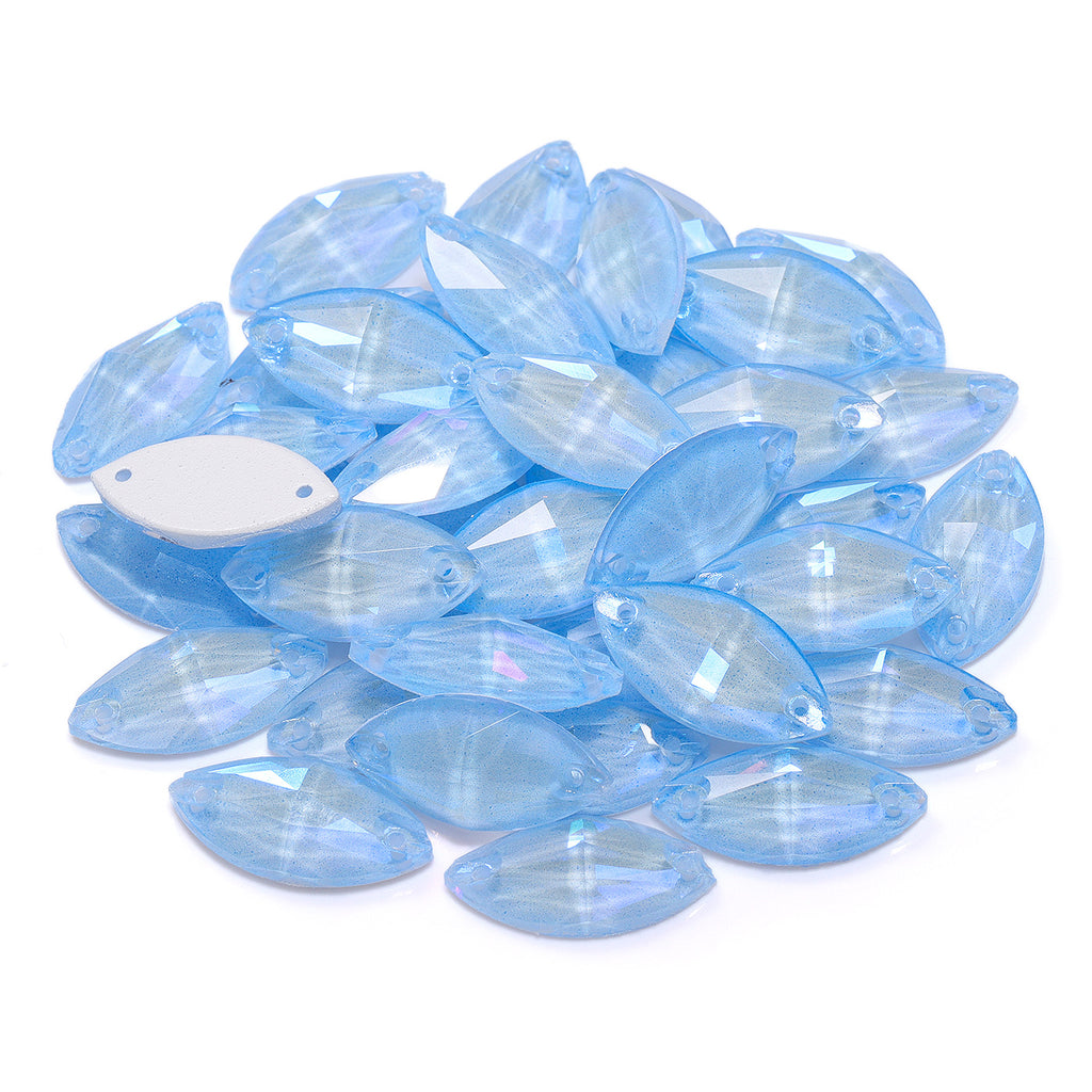 Electric Neon Light Blue Navette Shape High Quality Glass Sew-on Rhinestones WholesaleRhinestone