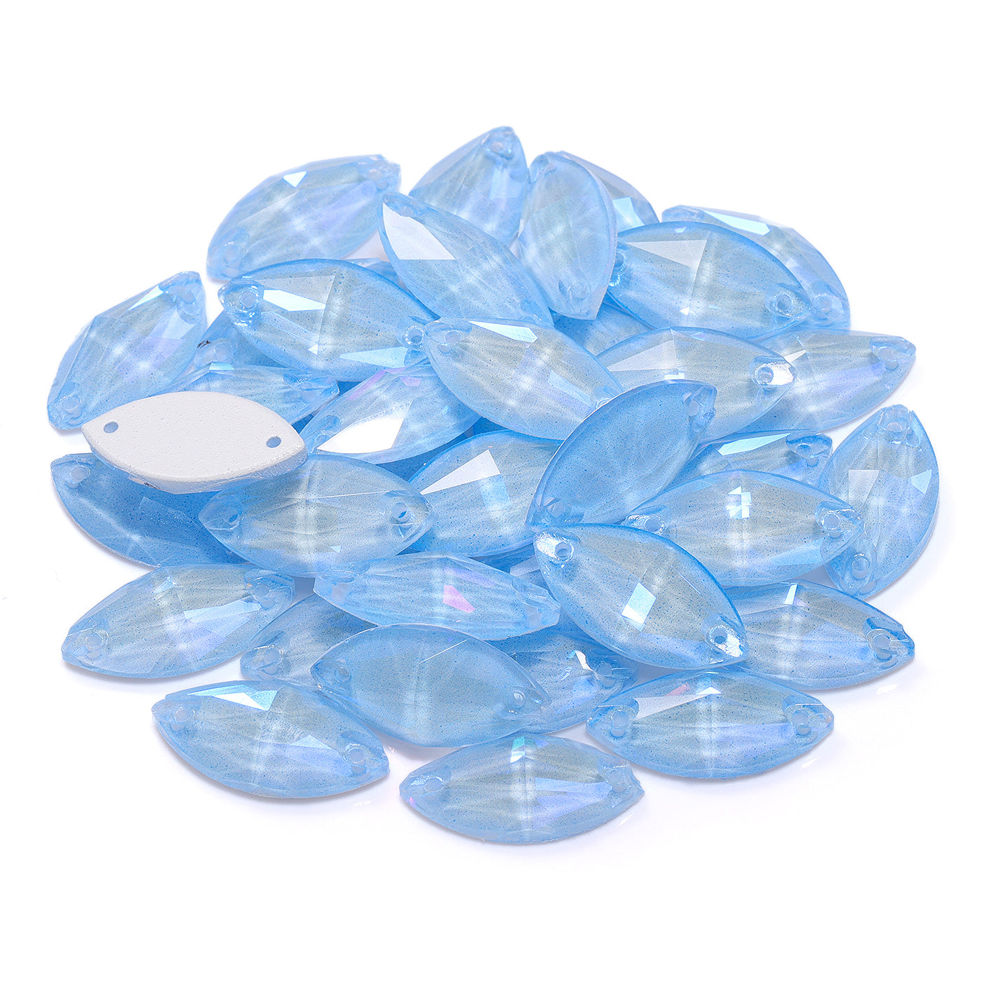 Electric Neon Light Blue Navette Shape High Quality Glass Sew-on Rhinestones WholesaleRhinestone