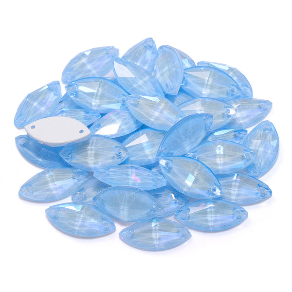 Electric Neon Light Blue Navette Shape High Quality Glass Sew-on Rhinestones WholesaleRhinestone