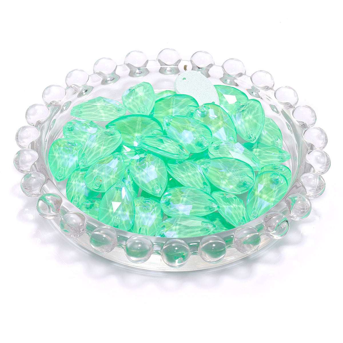Electric Neon Greenwrap Drop Shape High Quality Glass Sew-on Rhinestones WholesaleRhinestone