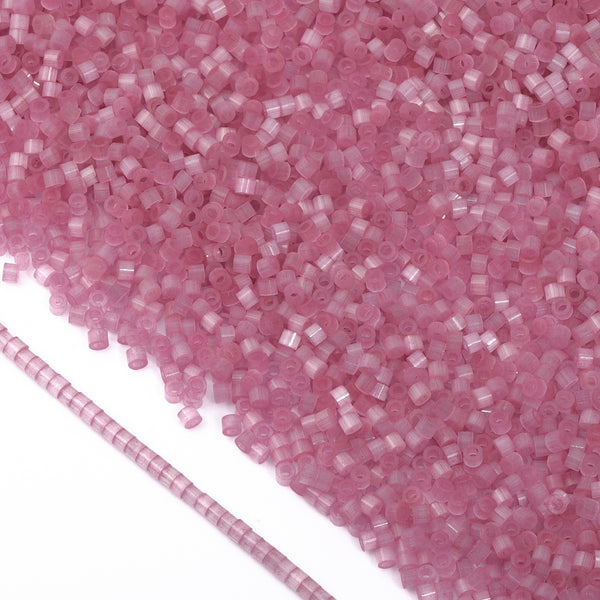 Transparent Fiber-Optic Tea Rose Cat's Eye Color Hight Quality Glass Cylinder Seed Beads 1.6 MM Size MY4006 WholesaleRhinestone
