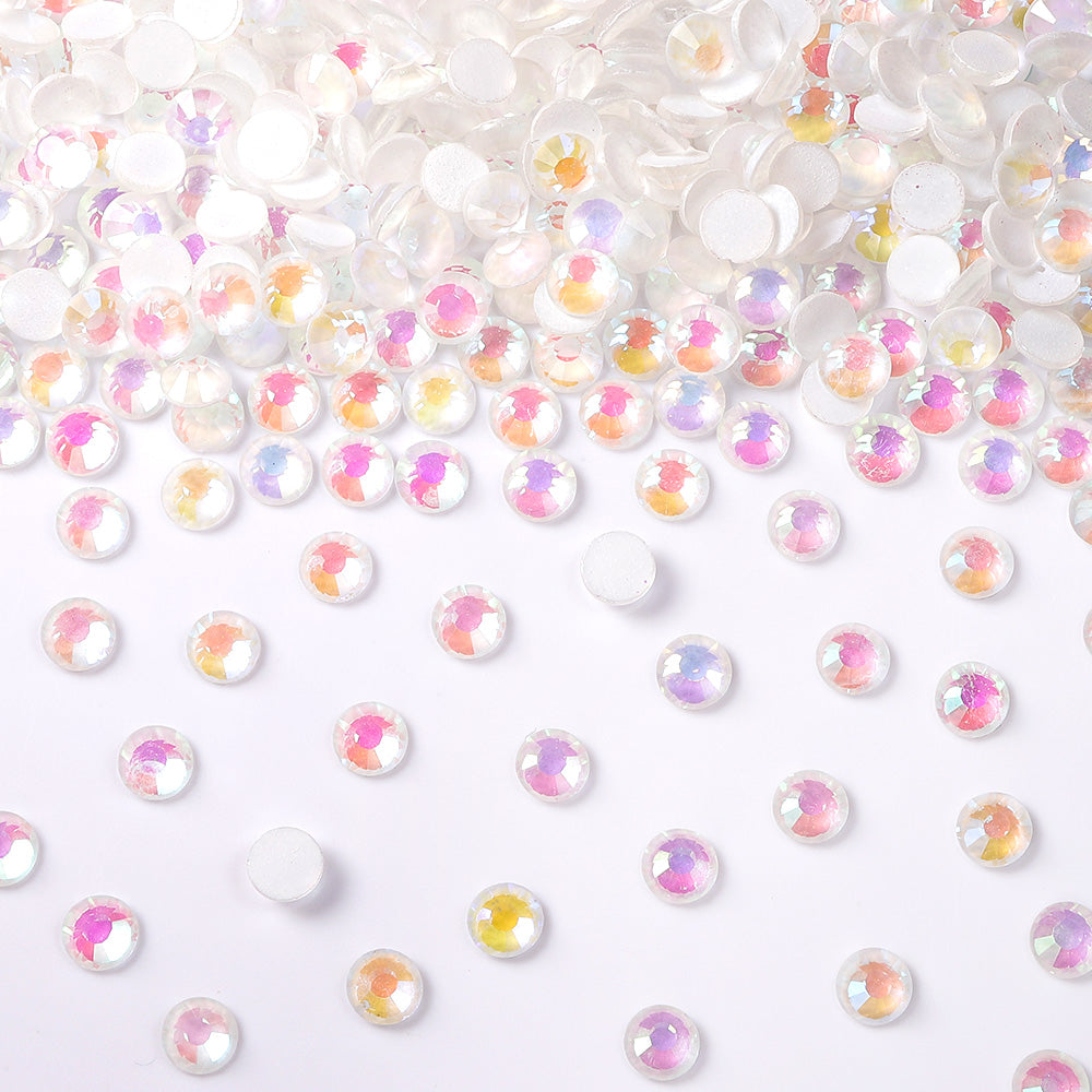 Mocha Shimmer White Glass Flat Back Rhinestones WholesaleRhinestone
