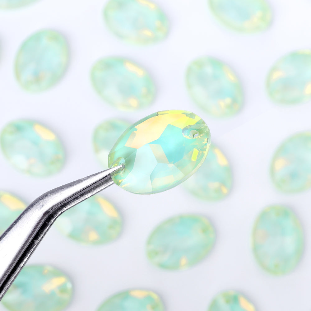 Light Azore AM Oval Shape High Quality Glass Sew-on Rhinestones WholesaleRhinestone