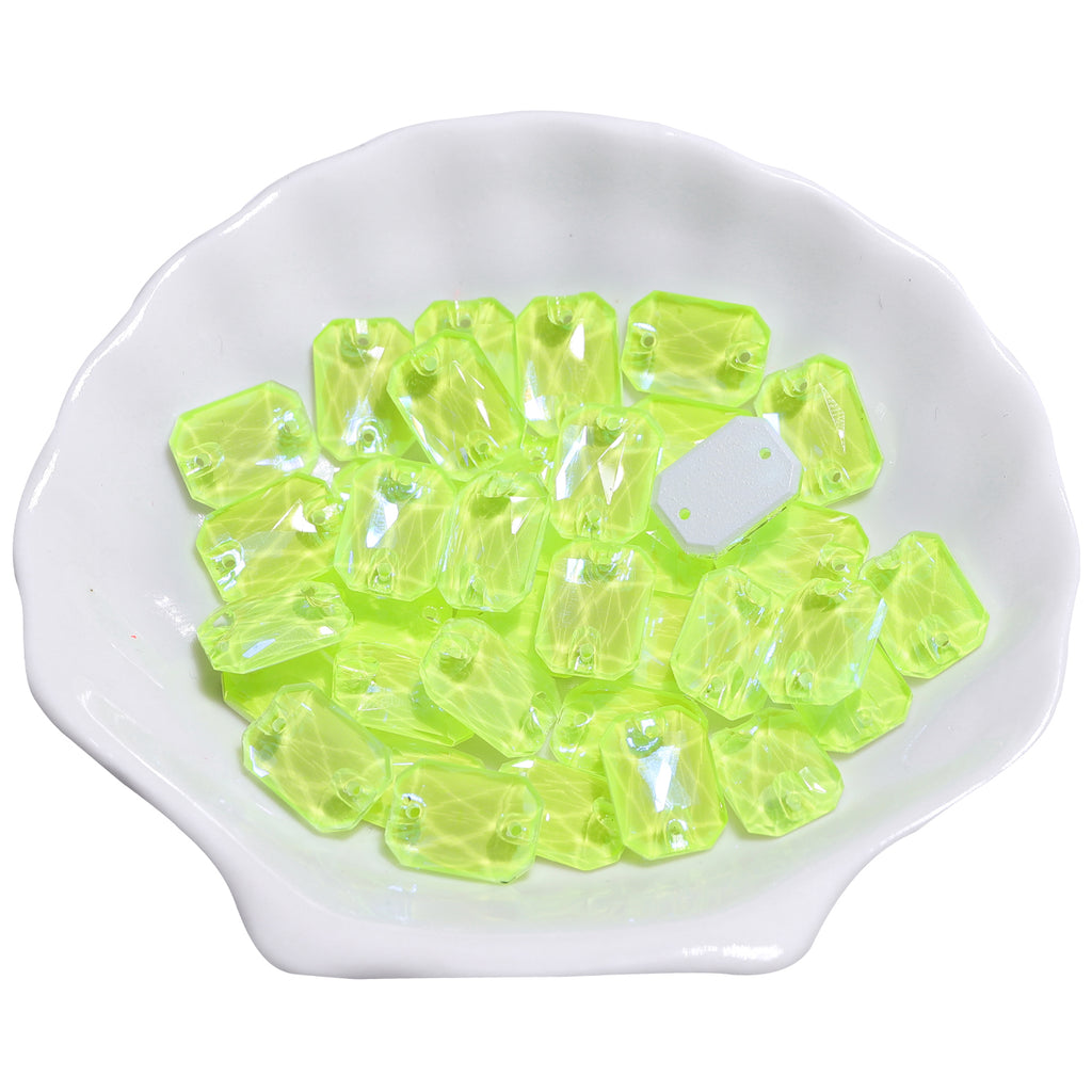 Electric Neon Jonquil Octagon Shape High Quality Glass Sew-on Rhinestones WholesaleRhinestone